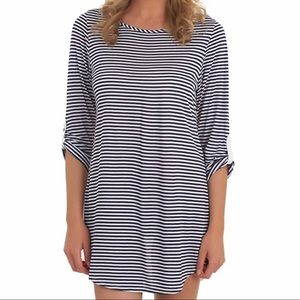 Splendid Malibu Stripe Navy Tunic Swim Cover-up XS